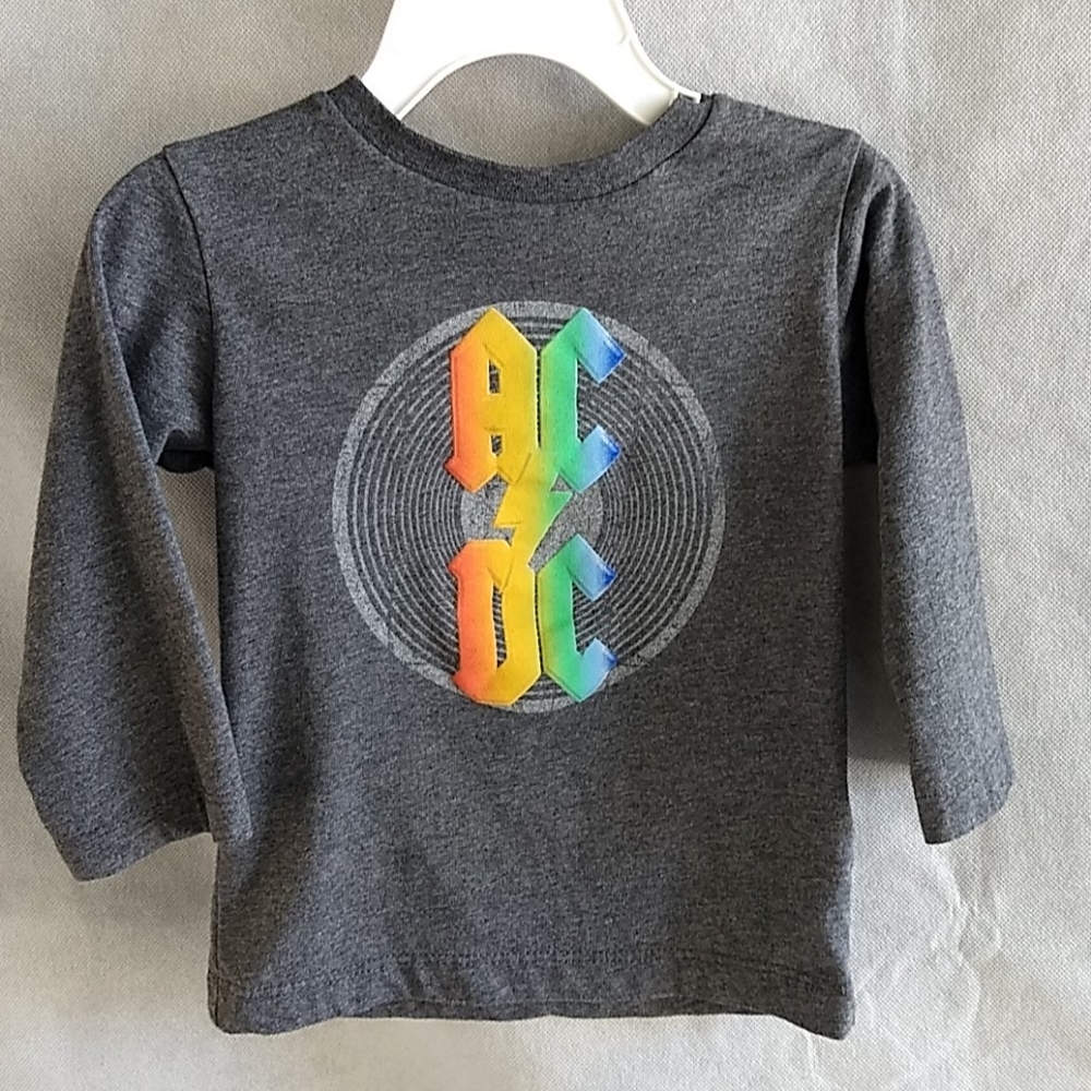EUC Charcoal Rainbow AC / DC toddler tee